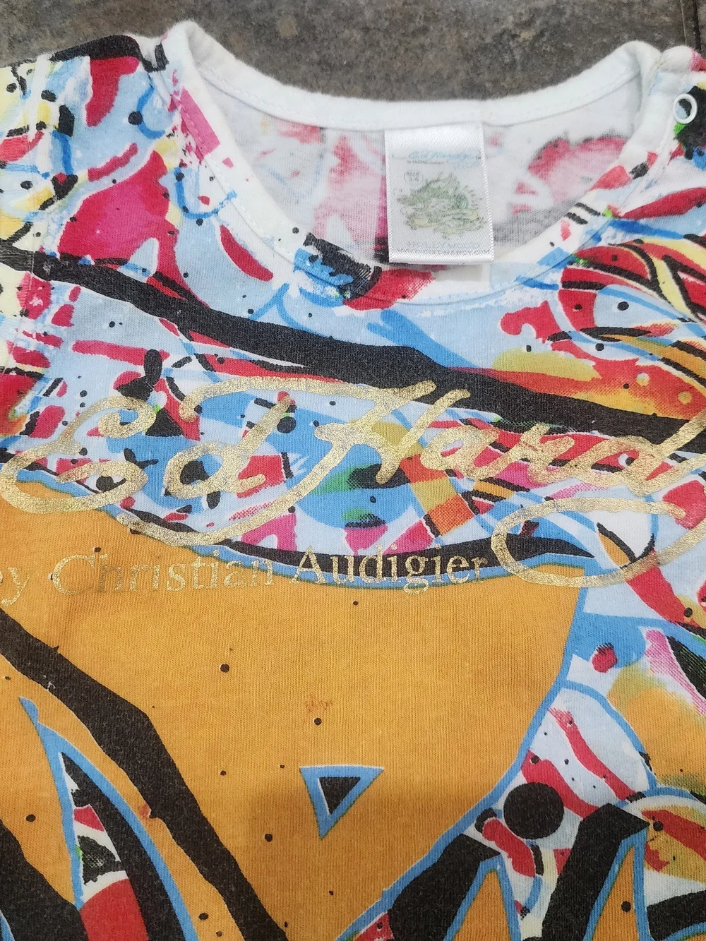 Vintage Y2K Ed Hardy Kids Size 3/6 Months Christian Audigier Graffiti Romper
